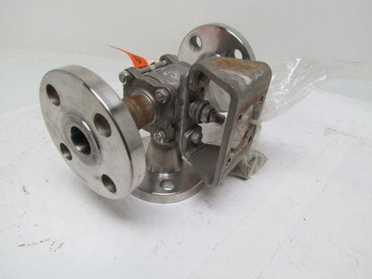 PBM DPH-E5M-L10-02A 1" Stainless Steel 3-Way Flanged Valve w/Actuator Bracket