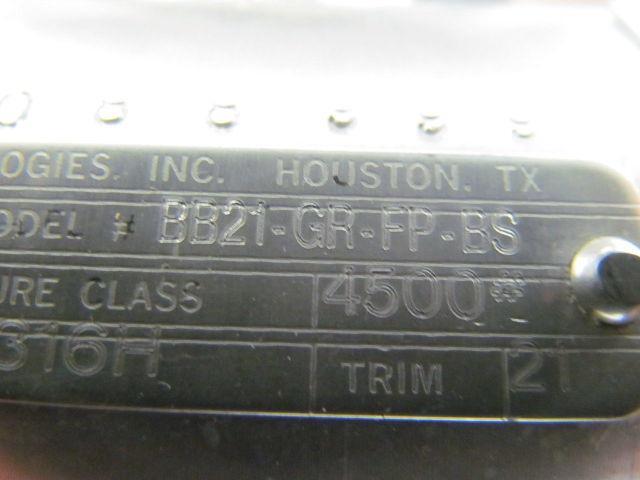 Valvtechnologies BB21-GR-FP-BS Stainless Steel Size 1 Forged High Pressure Valve