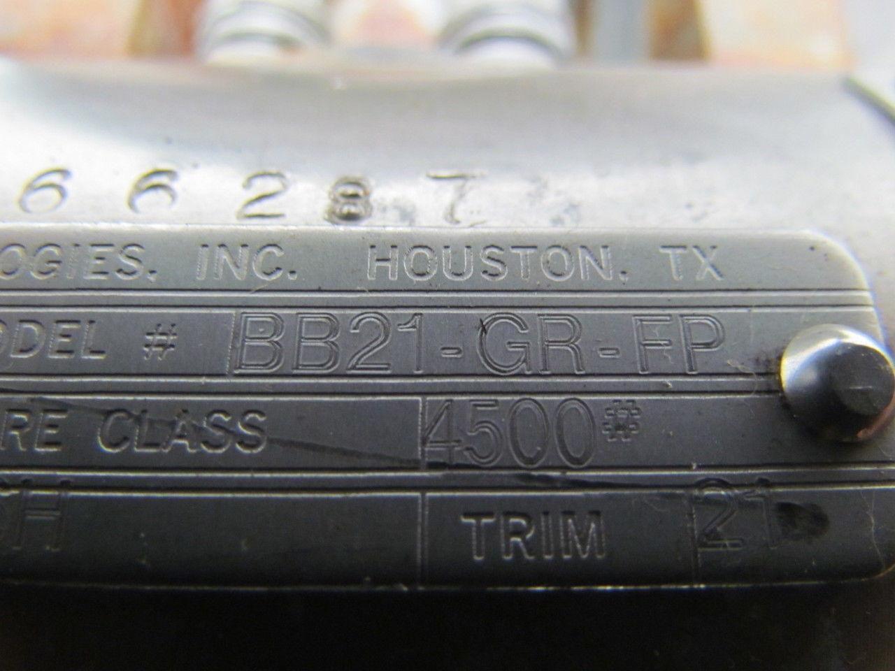 Valvtechnologies BB21-GR-FP Stainless Steel Size 1 Forged High Pressure Valve