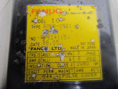Fanuc A06B-0501 AC Servo Motor 144V 3-Phase 8-Pole 2000 RPM Model #10