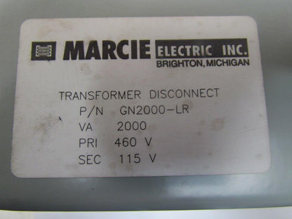 Marcie GN2000-LR-US Transformer Disconnect 2000VA 460V 115V 12x12" Enclosure