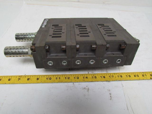 Numatics FlexiBlok 3-Block Manifold Assy 1/4" NPT Side/Bottom Ports w/End Caps