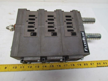 Numatics FlexiBlok 3-Block Manifold Assy 1/4" NPT Side/Bottom Ports w/End Caps