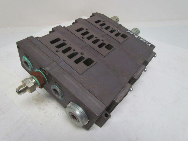 Numatics FlexiBlok 3-Block Manifold Assy 1/4" NPT Side/Bottom Ports w/End Caps