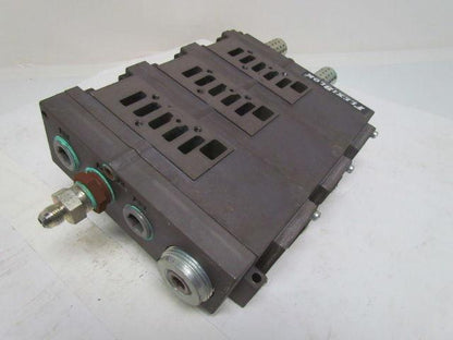 Numatics FlexiBlok 3-Block Manifold Assy 1/4" NPT Side/Bottom Ports w/End Caps