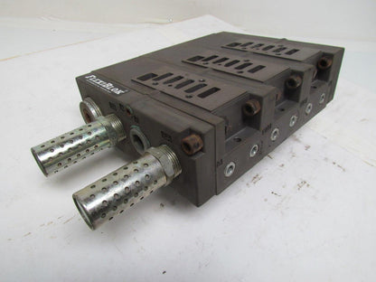 Numatics FlexiBlok 3-Block Manifold Assy 1/4" NPT Side/Bottom Ports w/End Caps