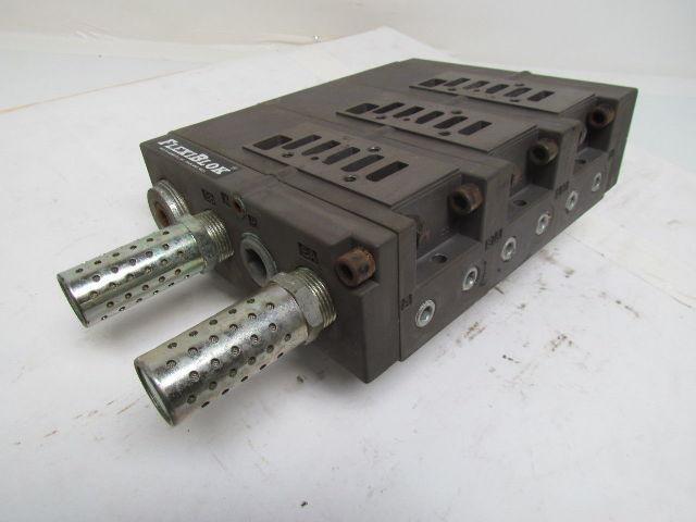 Numatics FlexiBlok 3-Block Manifold Assy 1/4" NPT Side/Bottom Ports w/End Caps