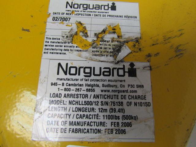 Norguard NCHLL500/12 Fall Load Arrestor SRL Self Retracting Lifeline 39' 1100Lb