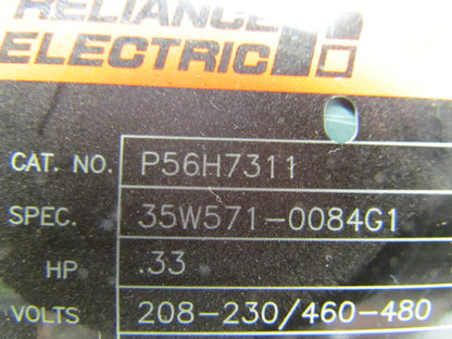 Reliance Electric P56H7311 3Ph Motor .33HP 1725RPM 208-230/460-480V 56C