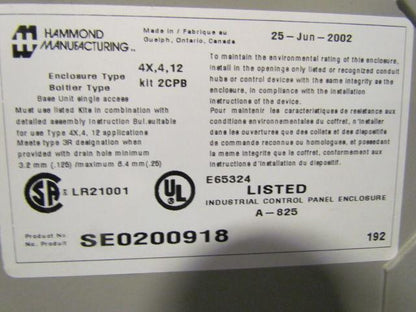 Hammond Boltier Type Console Base Unit Single Door Electrical Enclosure 24x24x36