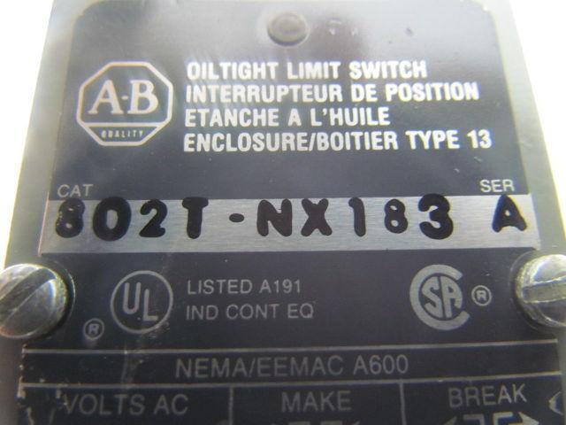 Allen-Bradley 802T-NX183 Oiltight Limit Switch w/6 Pin Connector NEW Take-Off