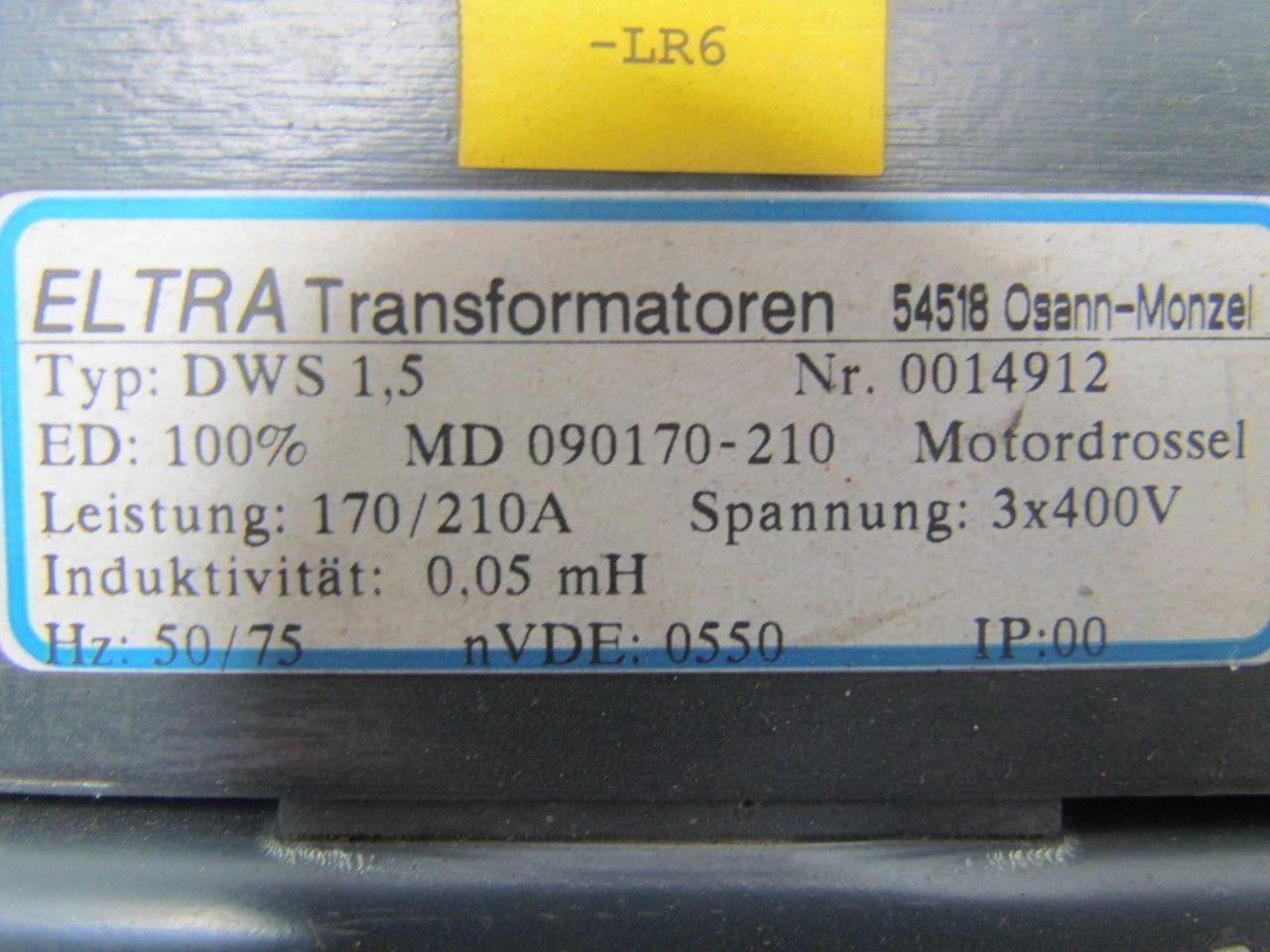 Eltra Type DWS MD 090170-2 10 Electrical Inductor Line/Load Reactor