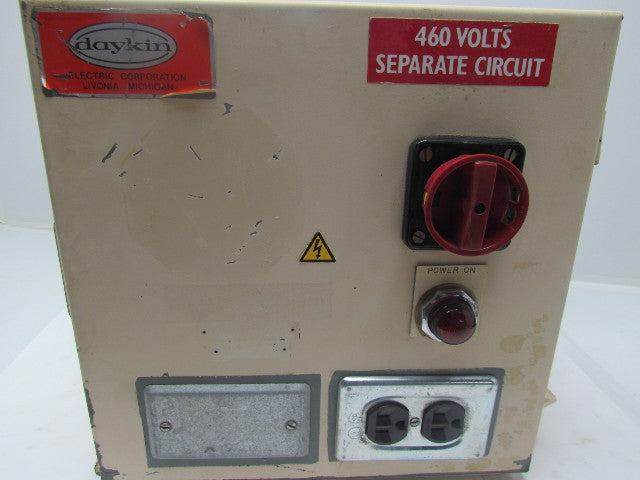 DayKin GPFS-01 TL105 Transformer Disconnect Switch Enclosure 2000VA 460/115V