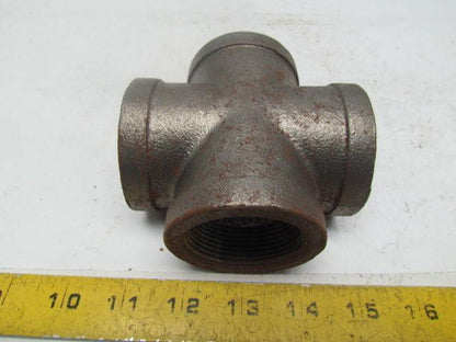 JP Ward 1-1/2"NPT Class 150 Malleable Iron Black Pipe Cross Fitting Lot of 7 USA