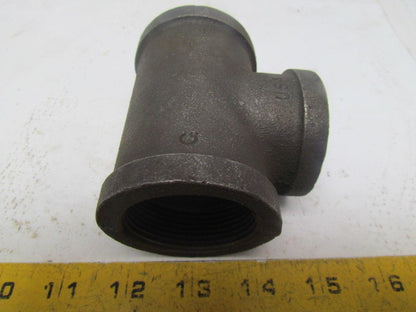 1-1/2x1-1/2x1-1/4" NPT Class 150 Malleable Iron Black Pipe Fitting Tee Lot of 10