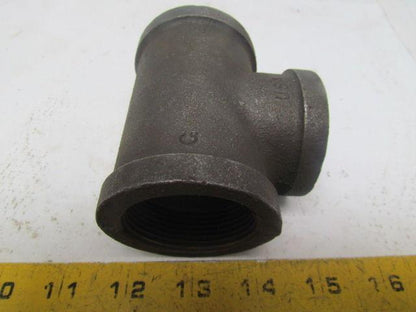 1-1/2x1-1/2x1-1/4" NPT Class 150 Malleable Iron Black Pipe Fitting Tee Lot of 10