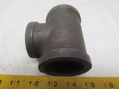1-1/2x1-1/2x1-1/4" NPT Class 150 Malleable Iron Black Pipe Fitting Tee Lot of 10