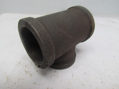 1-1/2x1-1/2x1-1/4" NPT Class 150 Malleable Iron Black Pipe Fitting Tee Lot of 10