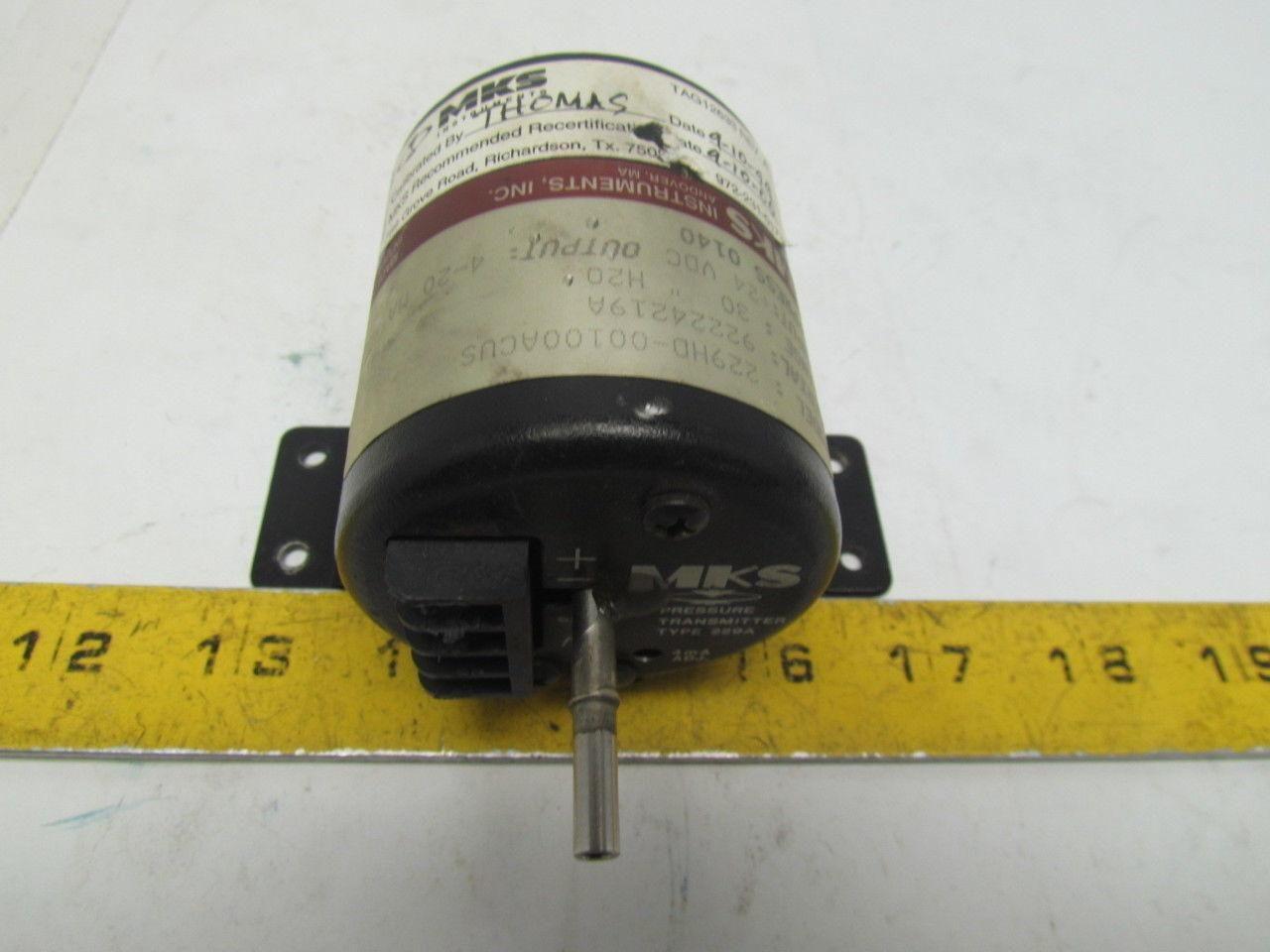 MKS 229HD-00100ACUS Pressure Transmitter Type 229A 30" H20 Range Transducer
