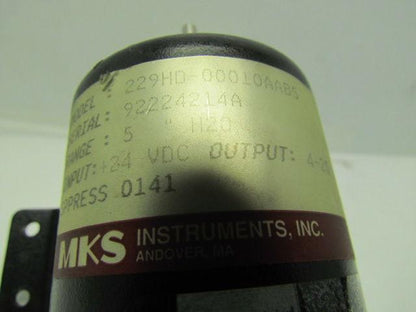 MKS 229HD-00010AABS 229A Pressure Transmitter 5" H20 Range Transducer Type 229A