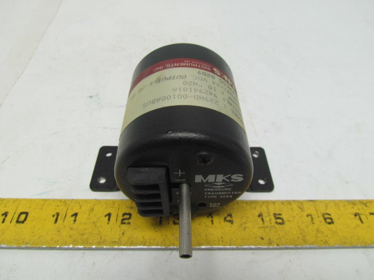 MKS 229HD-00100ABUS Pressure Transmitter Transducer 10" H20 Range Type 229A