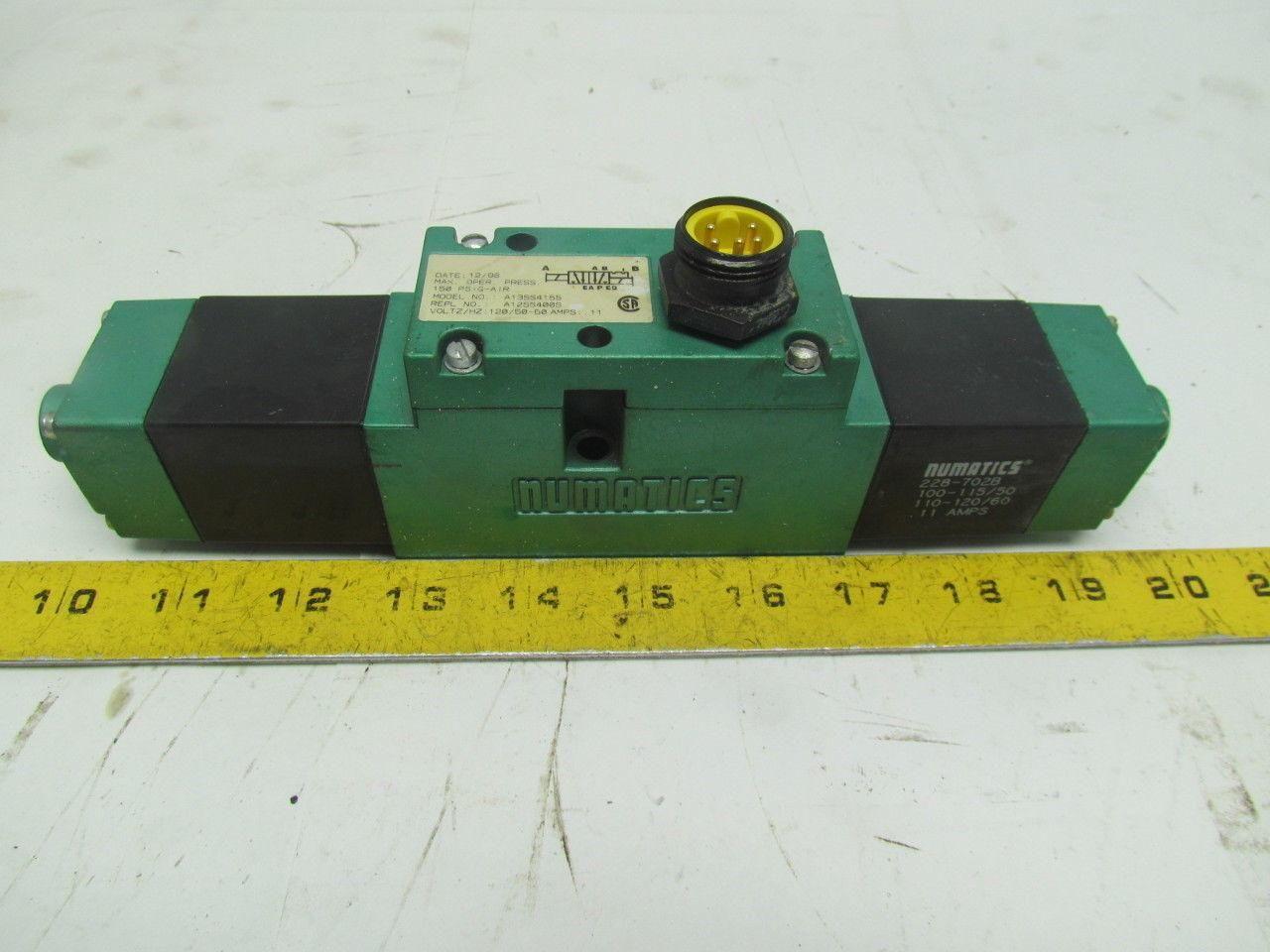 Numatics A12SS400S A13SS415S Pneumatic Double Solenoid Valve 120V .11A Coils