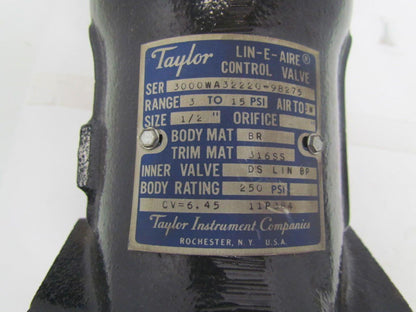 Taylor Actuator No 15S621 Air-To-Lower 1/2" 3-Way Valve Lin-E-Air Control Valve