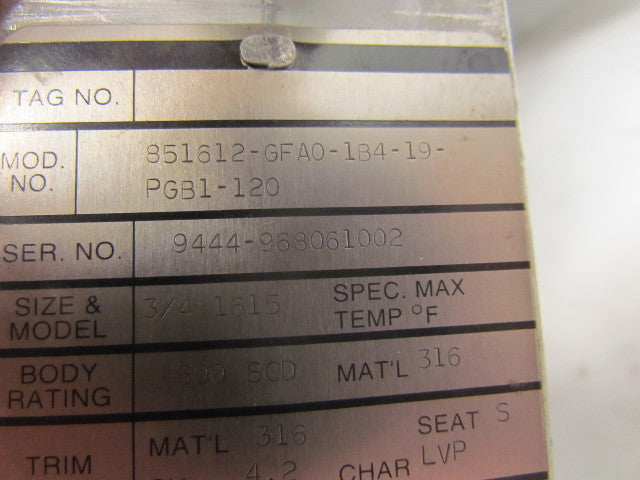 Honeywell 851612-GFA0-1B4-19-P 8"Pneumatic Actuator 3/4" 3Way Valve & Positioner