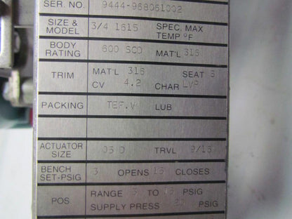 Honeywell 851612-GFA0-1B4-19-P 8"Pneumatic Actuator 3/4" 3Way Valve & Positioner