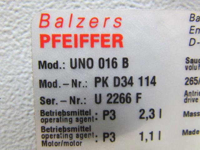 Pfeiffer UNO-016-B Rotary Vane Vacuum Pump .74 HP 265/460V 60 Hz