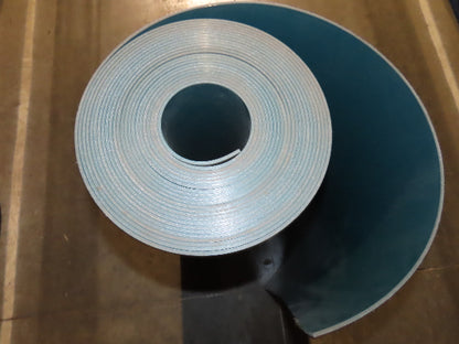 3-Ply Blue-Green PVC Rubber Smooth Top Conveyor Belt 30.75"W 47'Length 2-Sided