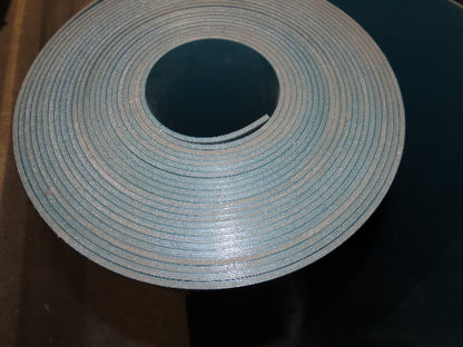 3-Ply Blue-Green PVC Rubber Smooth Top Conveyor Belt 30.75"W 47'Length 2-Sided