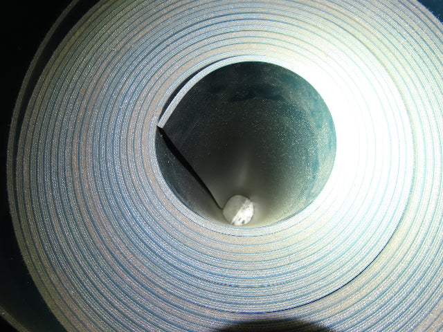 3-Ply Blue-Green PVC Rubber Smooth Top Conveyor Belt 30.75"W 47'Length 2-Sided