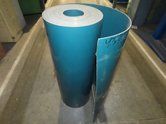 3-Ply Blue-Green PVC Rubber Smooth Top Conveyor Belt 30.75"W 47'Length 2-Sided