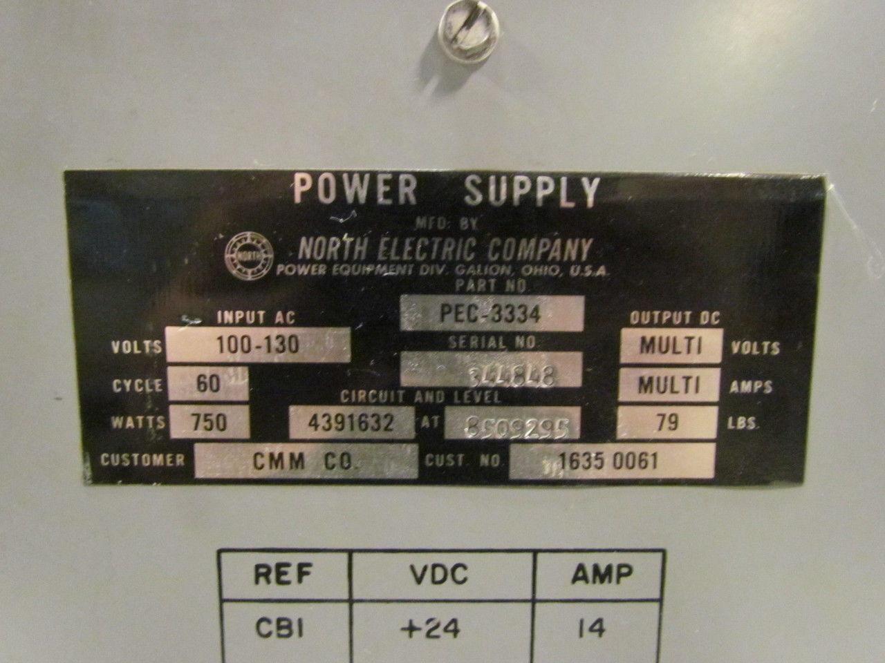North Electric PEC 3334 CNC Cincinnati Power Supply In 100-130V Multi Output DC