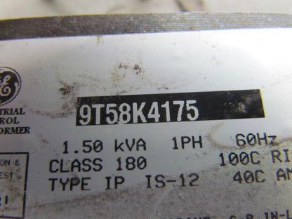 General Electric 9T58K4175 Transformer Dry Type1.5 KVA 208V PRI 82V SEC 1Ph