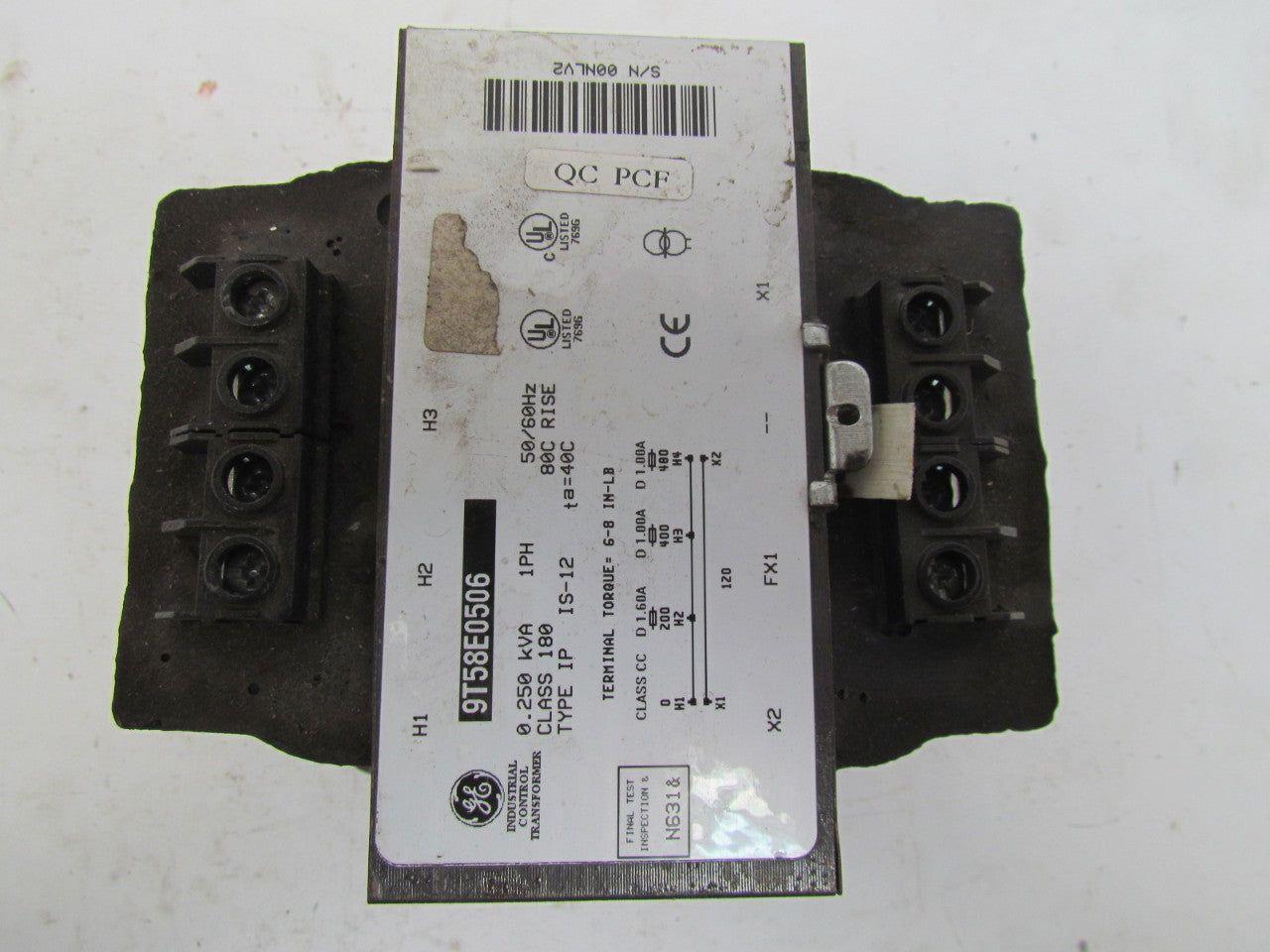 General Electric 9T58E0506 Transformer 0.25 KVA 200/400/480V Pri 120V Sec 1PH