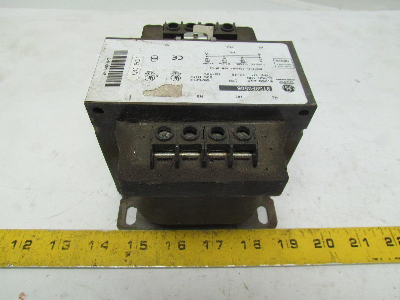 General Electric 9T58E0506 Transformer 0.25 KVA 200/400/480V Pri 120V Sec 1PH
