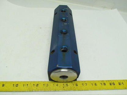 Blue Anodized Aluminium Inline Manifold NPT Ports (2) 1-1/2" In (4) 1/2" Out