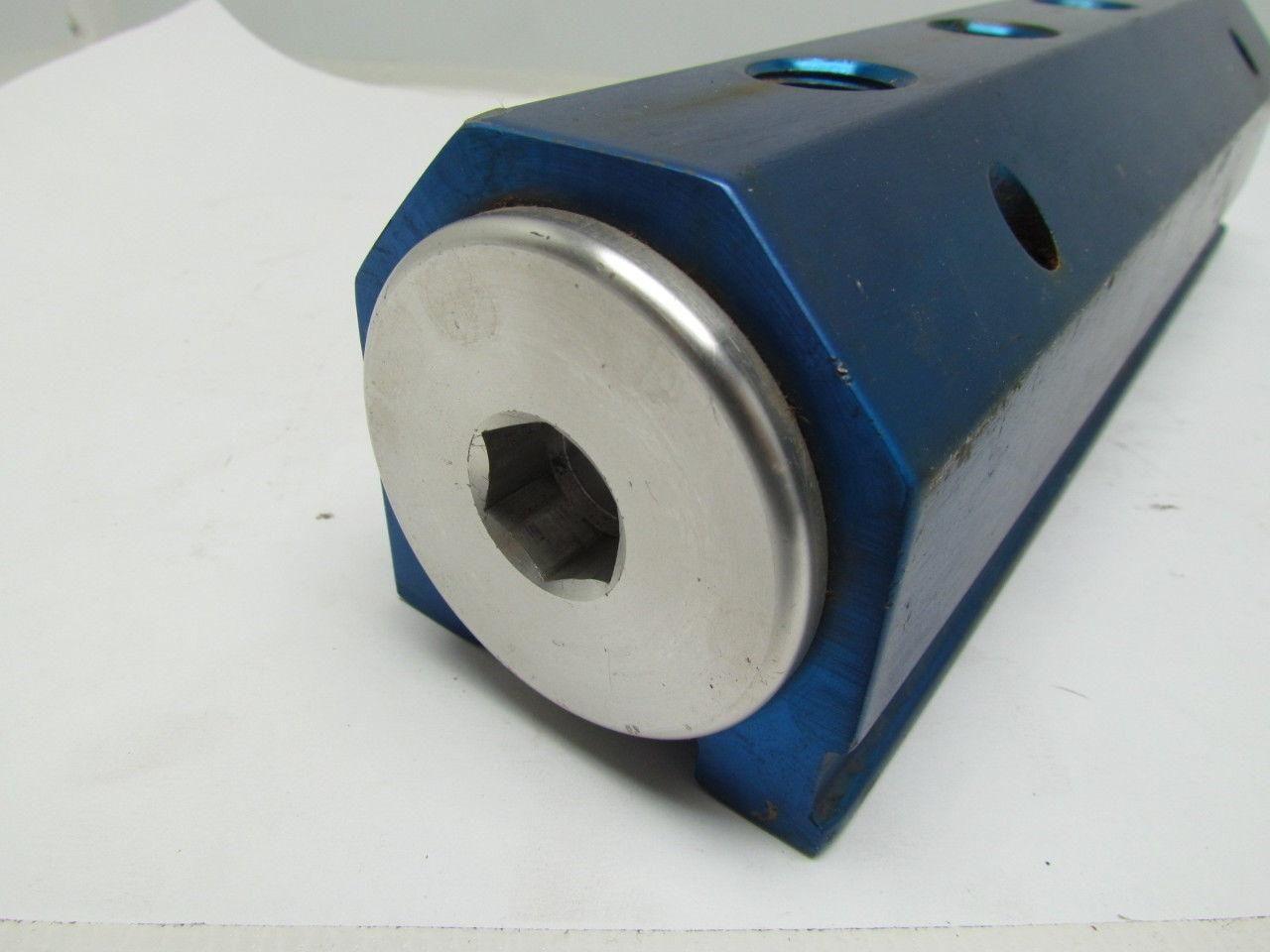 Blue Anodized Aluminium Inline Manifold NPT Ports (2) 1-1/2" In (4) 1/2" Out