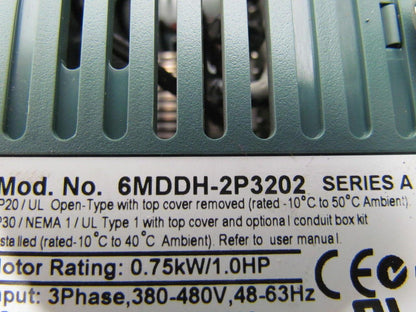 Reliance Electric 6MDDH-2P3202 AC Drive 0.75KW/1Hp 380-480VAC MD65 w/Heatsink
