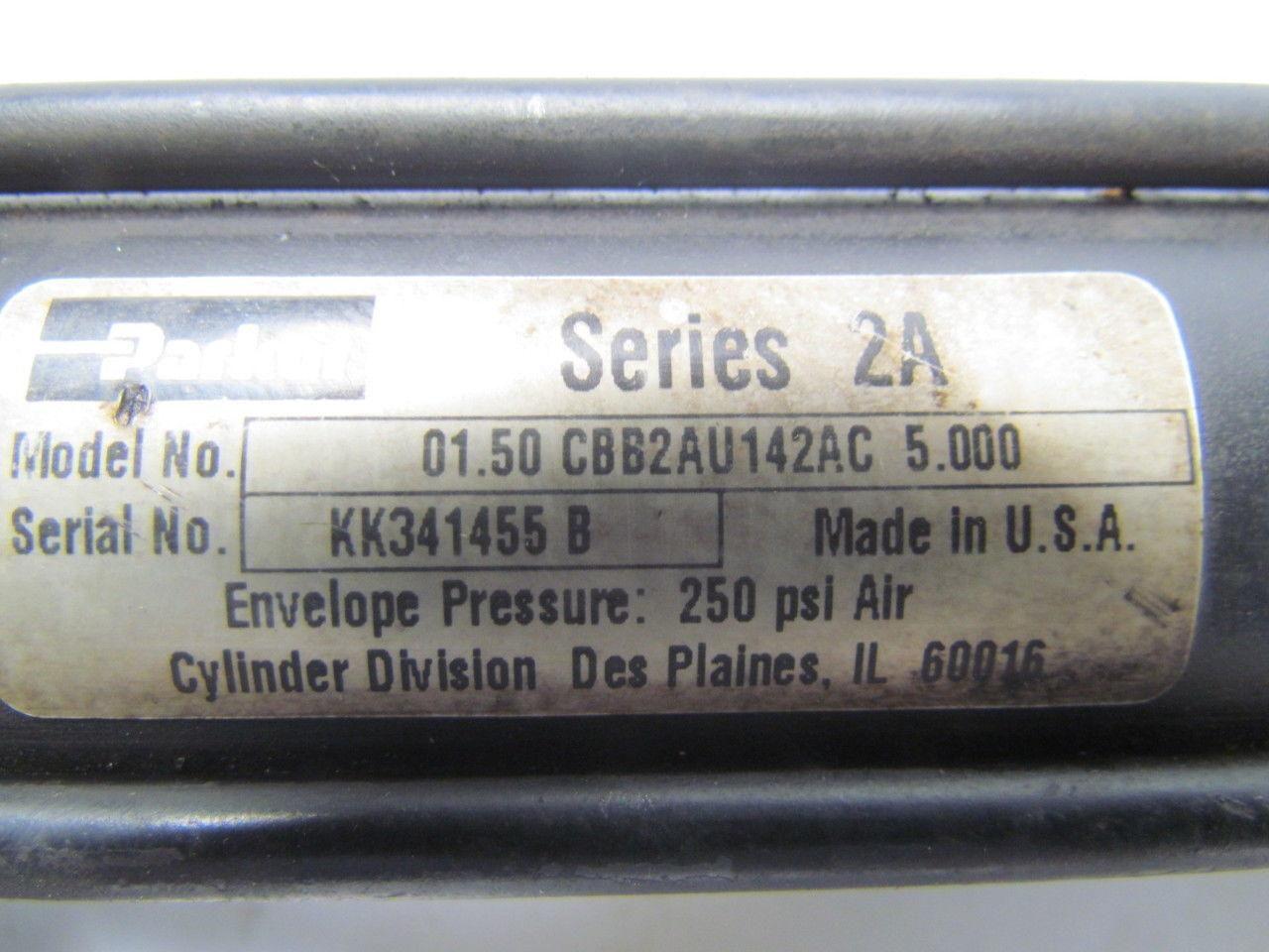 Parker 01.50-CBB2AU142AC-5.000 Pneumatic Air Cylinder 1-1/2" Bore 5" Stroke