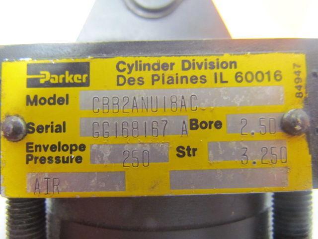 Parker CBB2ANU18AC Pneumatic Air Cylinder 2.50 Bore 3.250 Stroke Heavy Duty