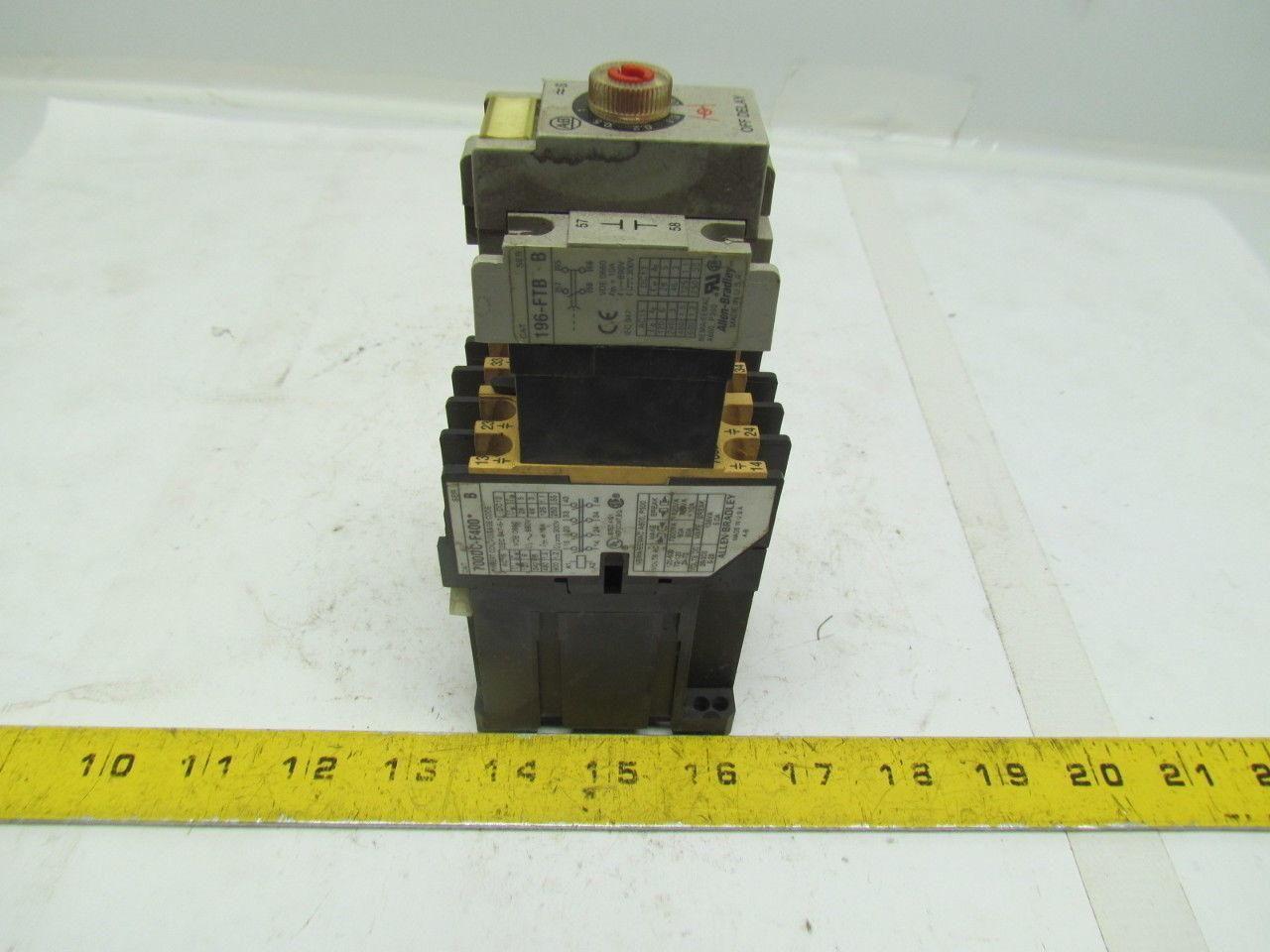 Allen Bradley 700DC-F400 Contactor Relay 600V 10A 24VDC w/196-FTB Delay Timer
