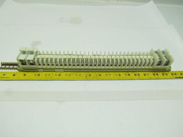 17-5/8" Long DIN Rail w/(28) 1492-CA Terminal Blocks &(4) 1492-CF Fuse Holders