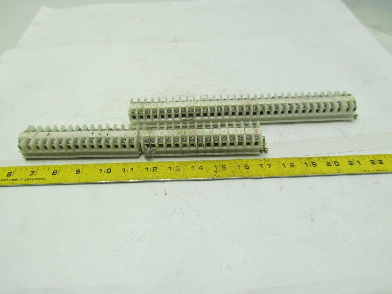 Allen Bradley 1492 Style F 62 Terminal Blocks On 7/8" Wide DIN Rail 11-1/2 Long