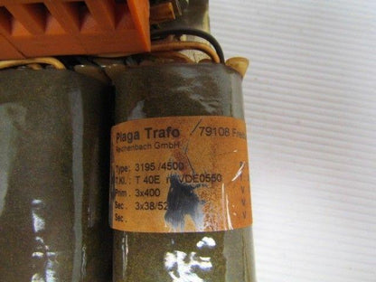 Plaga Trafo Type 3195/4500 TKI T-40E Transformer Prim 3X400 Sec 3X38/52