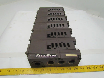 Numatics Flexiblok 005-131B 6 Manifold Blocks w/2 End Caps 1/4" NPTF Mark 15 Ser