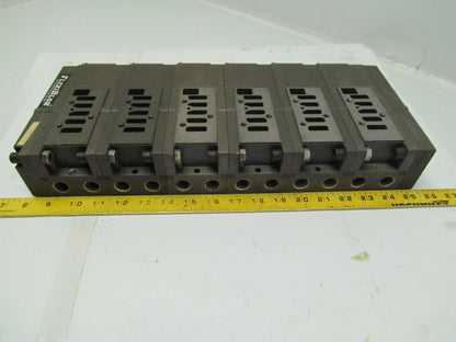 Numatics Flexiblok 005-131B 6 Manifold Blocks w/2 End Caps 1/4" NPTF Mark 15 Ser