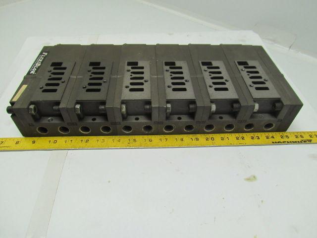 Numatics Flexiblok 005-131B 6 Manifold Blocks w/2 End Caps 1/4" NPTF Mark 15 Ser